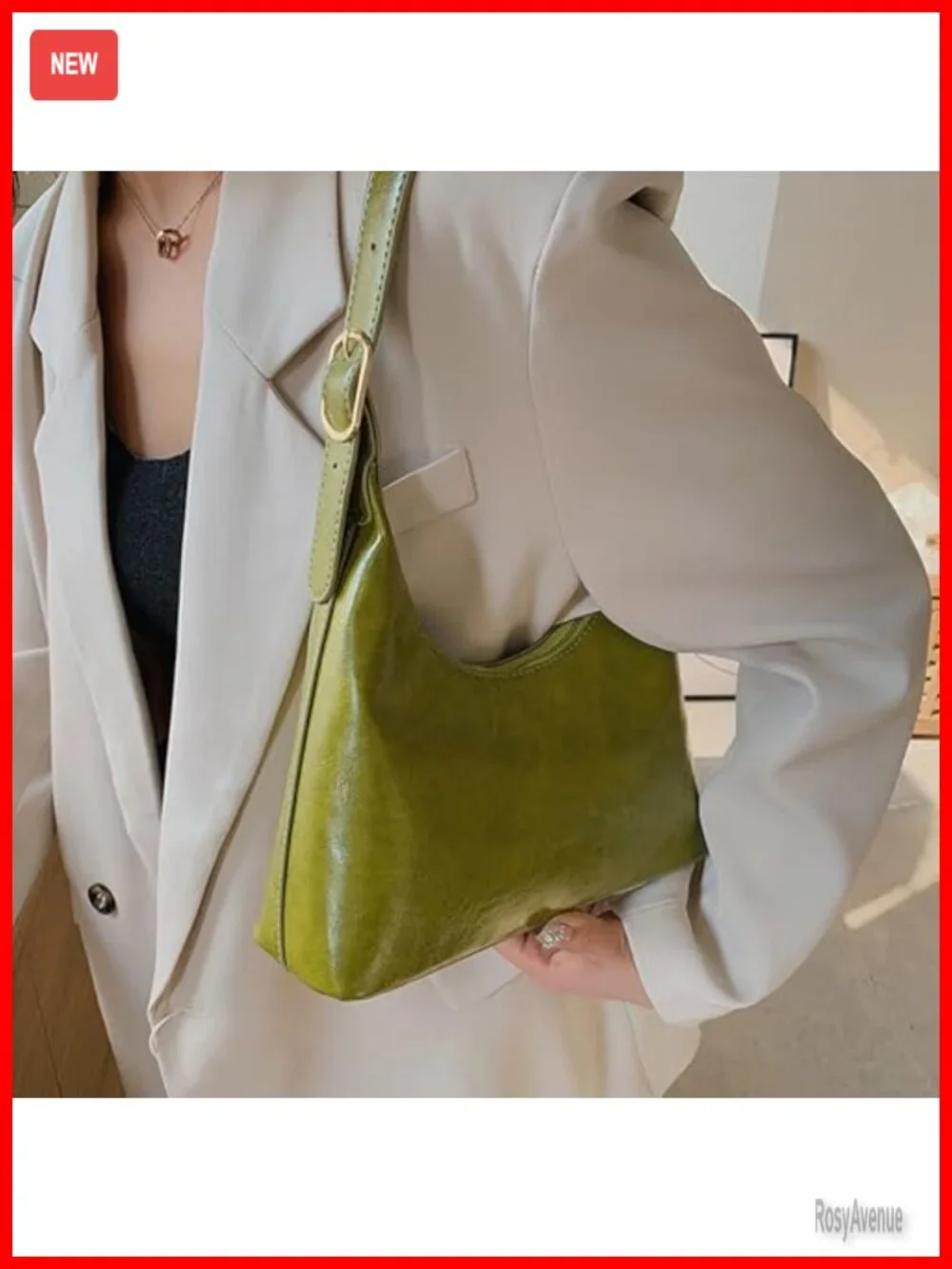 Small Retro Vegan Leather Hobo Underarm Bag with Adjustable Strap